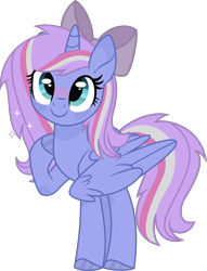 Size: 1384x1808 | Tagged: safe, artist:thatusualguy06, derpibooru exclusive, derpibooru import, oc, oc:starcollider, alicorn, pony, .svg available, 2023 community collab, alicorn oc, base used, blushing, bow, cute, derpibooru community collaboration, female, hair bow, horn, mare, palindrome get, simple background, solo, svg, transparent background, vector, wings