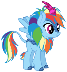 Size: 222x238 | Tagged: safe, derpibooru import, rainbow dash, kirin, female, gameloft, kirin rainbow dash, kirin-ified, simple background, smiling, solo, species swap, transparent background, white outline, winged kirin