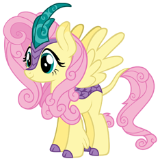 Size: 234x235 | Tagged: safe, derpibooru import, fluttershy, kirin, female, gameloft, kirin fluttershy, kirin-ified, simple background, smiling, solo, species swap, transparent background, white outline, winged kirin