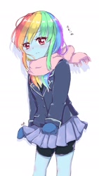 Size: 1088x1934 | Tagged: safe, artist:moh_mlp2, derpibooru import, rainbow dash, equestria girls, blushing, clothes, mittens, skirt, solo, sweater, winter