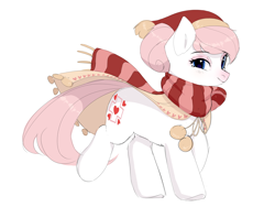 Size: 2412x1814 | Tagged: artist needed, safe, derpibooru import, nurse redheart, earth pony, pony, clothes, female, heart eyes, looking at you, mare, scarf, side view, simple background, solo, striped scarf, white background, wingding eyes