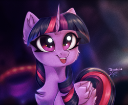 Size: 869x711 | Tagged: safe, artist:jsunlight, derpibooru import, twilight sparkle, twilight sparkle (alicorn), alicorn, pony, cheek fluff, chest fluff, ear fluff, ears, female, mare, open mouth, open smile, redraw, smiling, solo