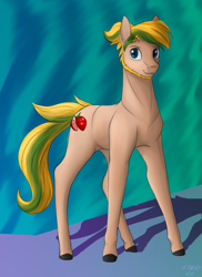 Size: 1600x2200 | Tagged: safe, artist:stray prey, derpibooru import, oc, oc only, oc:tammo, earth pony, pony, facial hair, hooves, solo, standing, sternocleidomastoid