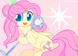 Size: 1780x1280 | Tagged: safe, artist:memengla, derpibooru import, fluttershy, pegasus, pony, better together, equestria girls, so much more to me, alternate hairstyle, equestria girls ponified, microphone, ponified, scene interpretation, solo