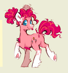Size: 1147x1217 | Tagged: safe, artist:caninecrypt, derpibooru import, pinkie pie, earth pony, pony, :p, chest fluff, ear fluff, ears, female, looking back, simple background, solo, tongue, tongue out, white background