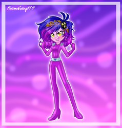 Size: 1832x1928 | Tagged: safe, artist:machakar52, artist:prismagalaxy514, derpibooru import, oc, human, equestria girls, base used, bodysuit, solo, spy, totally spies