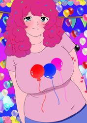 Size: 2126x3000 | Tagged: safe, artist:aquapiratepup, derpibooru import, pinkie pie, human, female, humanized, smiling, solo