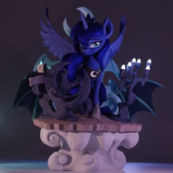 Size: 2717x2718 | Tagged: safe, artist:chyvak, derpibooru import, princess luna, alicorn, pony, 3d, 3d model, female, looking at you, mare, smiling, smiling at you, solo, spread wings, wings