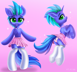 Size: 4806x4506 | Tagged: safe, artist:atlas-66, derpibooru import, oc, oc only, pony, unicorn, clothes, crossdressing, femboy, panties, skirt, socks, solo, stockings, underwear