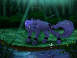 Size: 1600x1200 | Tagged: safe, artist:vera2002, derpibooru import, princess luna, cat, catified, female, pond, princess mewna, reflection, solo, species swap, water