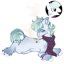 Size: 1000x1000 | Tagged: safe, artist:kazmuun, derpibooru import, double diamond, earth pony, pony, bracelet, clothes, high, jewelry, lying down, male, scarf, simple background, smoking, solo, stallion, stoned, transparent background