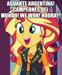 Size: 500x603 | Tagged: safe, derpibooru import, sunset shimmer, better together, equestria girls, argentina, football, human sunset, spanish, world cup