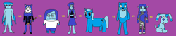 Size: 2724x556 | Tagged: safe, artist:klumthegreathero, derpibooru import, trixie, pony, unicorn, g4, blue, blue (blue's clues), blue's clues, cartoon network, crossover, cute, diatrixes, female, inside out, krystal, lapis lazuli (steven universe), mare, mirandos, my little pony, princess ruto, purple background, sadness (inside out), simple background, star fox, steven universe, toodee, versus, vs, yo gabba gabba!