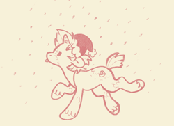 Size: 1826x1325 | Tagged: safe, artist:pink lemonade, derpibooru import, oc, oc only, oc:pink lemonade, pony, unicorn, catching snowflakes, christmas, dot eyes, female, hat, holiday, mare, monochrome, santa hat, short tail, snow, snowfall, solo, tail, tongue, tongue out, unshorn fetlocks