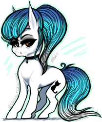 Size: 985x1179 | Tagged: safe, artist:conflei, derpibooru import, oc, oc only, earth pony, pony, choker, earth pony oc, female, mare, signature, simple background, solo, white background