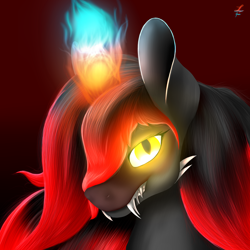 Size: 3000x3000 | Tagged: safe, artist:lightning_foxxu, derpibooru import, oc, oc:lethia, demon, armageddon, bust, female, glowing, high res