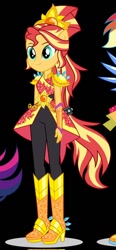 Size: 278x600 | Tagged: safe, derpibooru import, sunset shimmer, equestria girls, legend of everfree, black background, boots, crystal guardian, high heel boots, shoes, simple background, solo