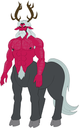 Size: 2356x3767 | Tagged: safe, artist:sparks220stars, derpibooru import, idw, king vorak, centaur, taur, abs, antlers, armpit hair, beard, chest hair, clothes, cloven hooves, colored hooves, facial hair, male, muscles, muscular male, nipples, nudity, partial nudity, pecs, pubic fluff, simple background, solo, topless, transparent background