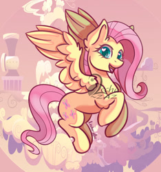 Size: 500x535 | Tagged: safe, artist:lechu-zaz, derpibooru import, fluttershy, pegasus, pony, cloud, cloudsdale, cute, female, flying, heart, heart eyes, looking at you, mare, obtrusive watermark, open mouth, open smile, outdoors, shyabetes, smiling, solo, spread wings, three quarter view, watermark, wingding eyes, wings