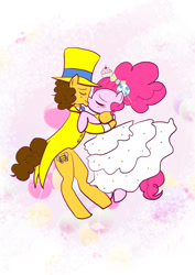 Size: 1280x1810 | Tagged: safe, artist:vigasartroom, derpibooru import, cheese sandwich, pinkie pie, earth pony, pony, 2019, cheesepie, female, kissing, male, mare, old art, shipping, stallion, straight