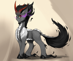 Size: 2600x2160 | Tagged: safe, artist:tenebrisnoctus, derpibooru import, king sombra, kirin, eyebrows, frown, high res, kirin-ified, looking at you, male, simple background, solo, sombra eyes, species swap, stallion, unshorn fetlocks