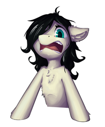 Size: 2793x3366 | Tagged: safe, artist:senaelik, derpibooru import, ponerpics import, oc, oc only, oc:floor bored, earth pony, pony, /mlp/, chest fluff, ear fluff, ears, female, floppy ears, mare, open mouth, panic, panicking, screaming, simple background, white background