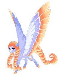 Size: 3300x4000 | Tagged: safe, artist:gigason, derpibooru import, oc, oc only, oc:fire sky, pegasus, pony, braid, braided tail, colored wings, female, magical lesbian spawn, mare, multicolored wings, obtrusive watermark, offspring, parent:amber laurel, parent:rainbow dash, simple background, solo, transparent background, twin braids, watermark, wings