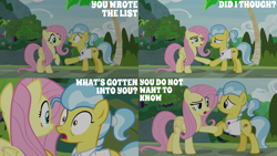 Size: 4400x2475 | Tagged: safe, derpibooru import, edit, edited screencap, editor:quoterific, screencap, angel bunny, doctor fauna, fluttershy, she talks to angel, body swap