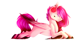 Size: 2972x1656 | Tagged: safe, artist:prettyshinegp, derpibooru import, oc, oc only, pegasus, pony, eyes closed, female, flower, flower in hair, mare, pegasus oc, simple background, solo, transparent background