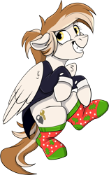 Size: 945x1519 | Tagged: safe, artist:rutkotka, derpibooru import, oc, oc only, oc:eggnog escape, pegasus, pony, 2023 community collab, chipped tooth, commission, derpibooru community collaboration, female, mare, pegasus oc, simple background, smiling, solo, transparent background, your character here