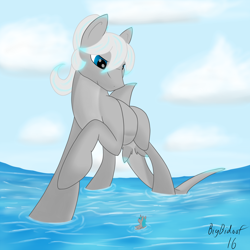 Size: 4000x4000 | Tagged: safe, artist:stray prey, derpibooru import, oc, oc only, oc:lacera viscera, oc:lucent, original species, pony, shark, shark pony, unicorn, solo