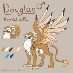 Size: 4000x4000 | Tagged: safe, artist:greenmaneheart, derpibooru import, oc, oc:douglas, griffon, male, reference sheet, solo