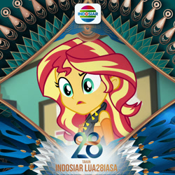 Size: 1080x1080 | Tagged: safe, derpibooru import, edit, screencap, sunset shimmer, human, better together, equestria girls, forgotten friendship, clothes, cutie mark on clothes, female, geode of empathy, indosiar, jewelry, leather, leather vest, magical geodes, necklace, open mouth, solo, vest