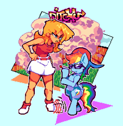 Size: 1808x1856 | Tagged: safe, artist:ditchu, derpibooru import, rainbow dash, human, pegasus, pony, backwards ballcap, baseball cap, bipedal, candace flynn, cap, drugs, hat, marijuana, sunglasses