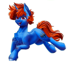 Size: 2000x1800 | Tagged: safe, artist:querisyart, derpibooru import, oc, oc only, oc:whirling flow, pony, unicorn, 2023 community collab, chest fluff, derpibooru community collaboration, horn, looking at you, male, prancing, simple background, smiling, smiling at you, solo, stallion, transparent background, two toned mane, unicorn oc, unshorn fetlocks