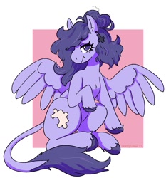 Size: 1295x1390 | Tagged: safe, artist:sleepy screen, derpibooru import, oc, oc only, oc:vylet, pegasus, pony, cute, cute little fangs, fangs, female, heart, heart eyes, leonine tail, mare, passepartout, pegasus oc, solo, tail, unshorn fetlocks, wingding eyes