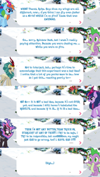 Size: 2048x3607 | Tagged: safe, derpibooru import, rain shine, rainbow dash, spike, twilight sparkle, twilight sparkle (alicorn), alicorn, dragon, kirin, nirik, claws, dialogue, dialogue box, english, fangs, female, fire, gameloft, horn, kirin rainbow dash, kirin twilight, kirin-ified, male, mane of fire, mobile game, my little pony: magic princess, official, species swap, speech bubble, spread wings, text, winged kirin, winged spike, wings