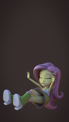 Size: 1080x1920 | Tagged: safe, artist:palmman529, derpibooru import, fluttershy, human, equestria girls, 3d, boots, crossed legs, eyes closed, hands in the air, laughing, polka dot socks, shoes, sitting