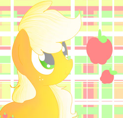 Size: 2000x1920 | Tagged: safe, artist:andromedasparkz, derpibooru import, applejack, earth pony, pony, apple, female, food, mare, missing accessory, solo