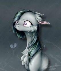 Size: 3000x3500 | Tagged: safe, artist:dead_fox, artist:deadfox89216134, derpibooru import, marble pie, earth pony, pony, bust, cheek fluff, chest fluff, crying, ears back, heartbreak, heartbroken marble, solo