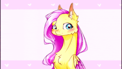 Size: 1920x1080 | Tagged: safe, artist:schizophrenicfox42, derpibooru import, fluttershy, pegasus, pony, animated, blushing, cheek fluff, chest fluff, colored wings, crying, ear blush, ears back, gif, heartbreak, letter, love letter, sad, solo, two toned wings, wing hold, wings, youtube link