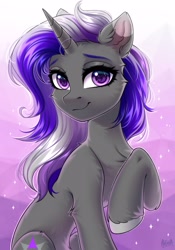 Size: 2100x3000 | Tagged: safe, artist:hakaina, derpibooru import, oc, oc only, pony, unicorn, ear fluff, ears, horn, looking at you, raised hoof, raised leg, smiling, smiling at you, solo, unicorn oc