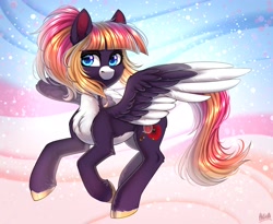 Size: 3050x2500 | Tagged: safe, artist:hakaina, derpibooru import, oc, oc only, pegasus, pony, chest fluff, ear fluff, ears, pegasus oc, solo, spread wings, unshorn fetlocks, wings