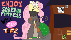 Size: 1920x1080 | Tagged: safe, derpibooru import, fluttershy, pegasus, pony, /mlp/ tf2 general, bipedal, cane, clothes, costume, eyes closed, halloween, halloween costume, holiday, hoof hold, merasmus, team fortress 2, wizard