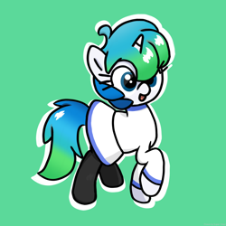 Size: 2048x2048 | Tagged: safe, artist:super-dead, derpibooru import, pony, unicorn, browser ponies, clothes, female, gradient mane, microsoft edge, outline, ponified, raised hoof, raised leg, simple background, skirt, solo, white outline