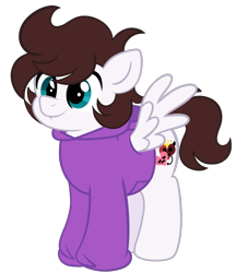 Size: 875x1013 | Tagged: safe, artist:saveraedae, derpibooru import, oc, oc only, oc:markey malarkey, pegasus, pony, chubby, clothes, colt, foal, hoodie, male, ponified, show accurate, simple background, solo, teenager, the mark side, transparent background