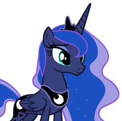 Size: 9769x9680 | Tagged: safe, artist:andoanimalia, derpibooru import, princess luna, alicorn, pony, the beginning of the end, blue mane, blue skin, cyan eyes, female, looking to side, looking to the right, png, simple background, smiling, solo, transparent background, vector