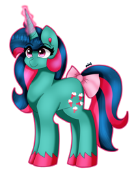 Size: 1280x1631 | Tagged: safe, artist:eeveeglaceon, derpibooru import, fizzy, unicorn, g1, bow, simple background, solo, tail, tail bow, transparent background