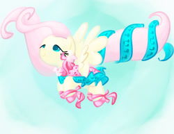 Size: 1400x1080 | Tagged: safe, artist:andromedasparkz, derpibooru import, fluttershy, pegasus, clothes, female, flying, mare, solo, spread wings, wings