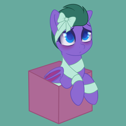 Size: 4000x4000 | Tagged: safe, artist:theriyelp, derpibooru import, oc, oc only, oc:onyx spirit, bat pony, pony, box, commission, gradient background, male, pony in a box, solo, stallion, ych result, your character here
